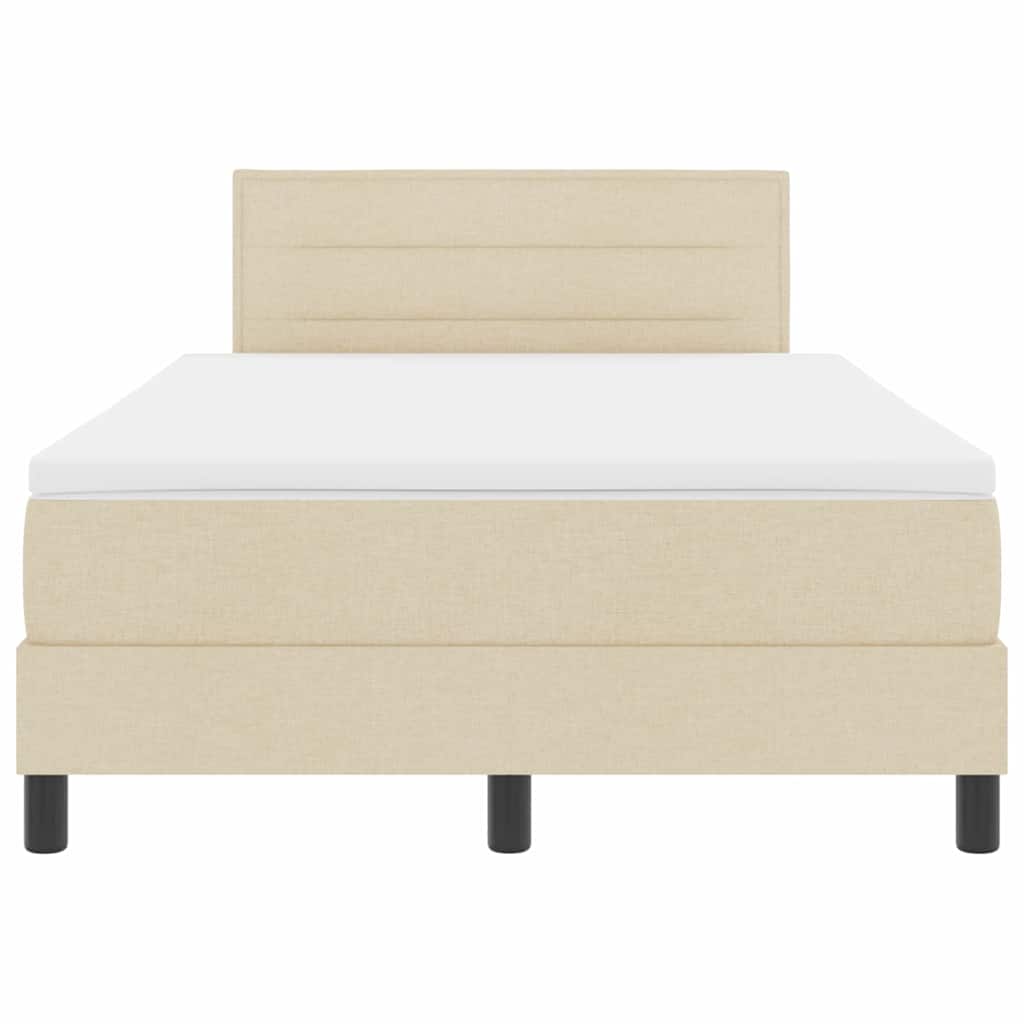 vidaXL Κρεβάτι με ελατήρια με κεφαλάρι Κρεμ 120 x 190 cm ύφασμα