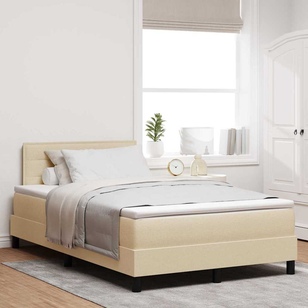 vidaXL Κρεβάτι με ελατήρια με κεφαλάρι Κρεμ 120 x 200 cm ύφασμα