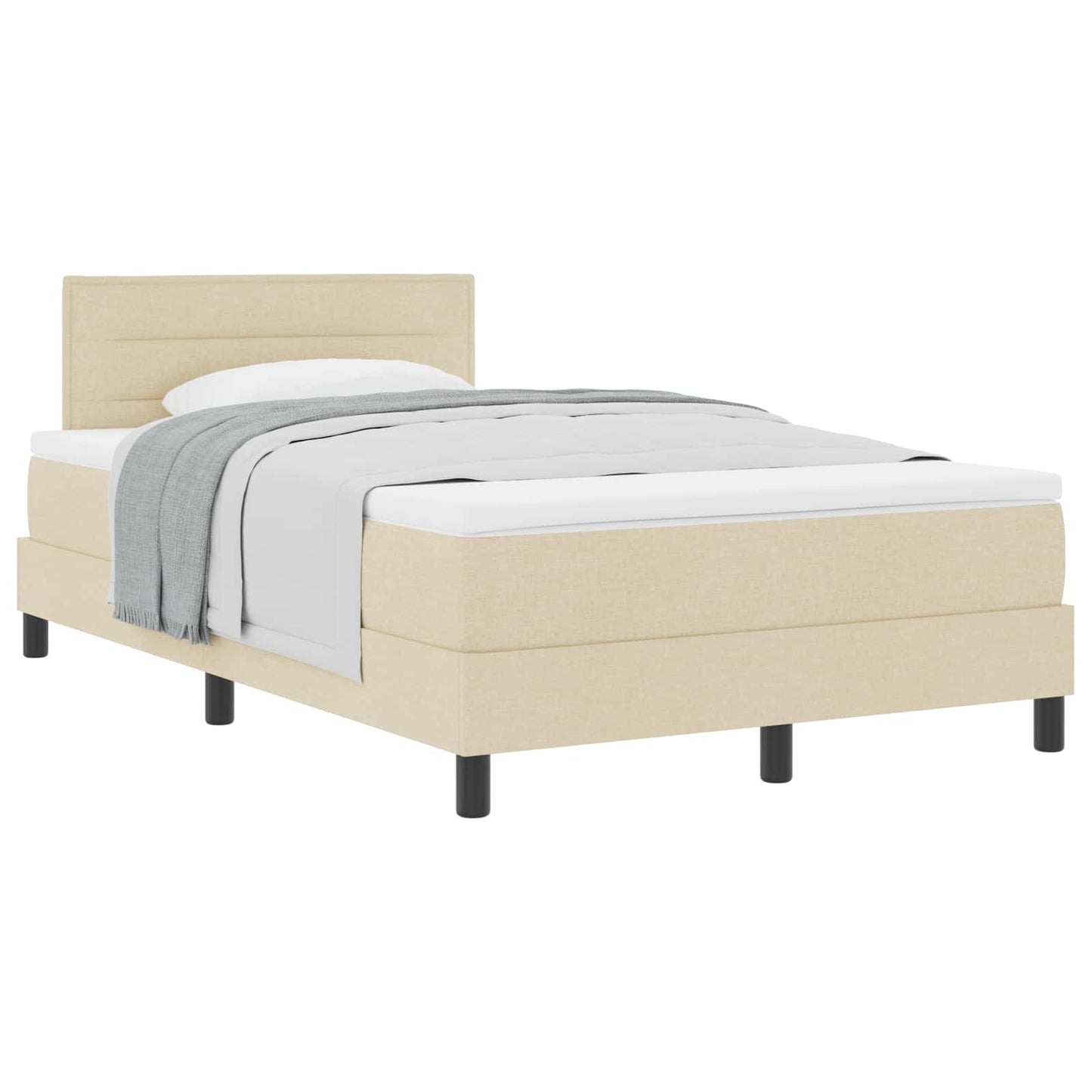 vidaXL Κρεβάτι με ελατήρια με κεφαλάρι Κρεμ 120 x 200 cm ύφασμα