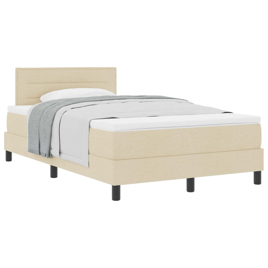 vidaXL Κρεβάτι με ελατήρια με κεφαλάρι Κρεμ 120 x 200 cm ύφασμα