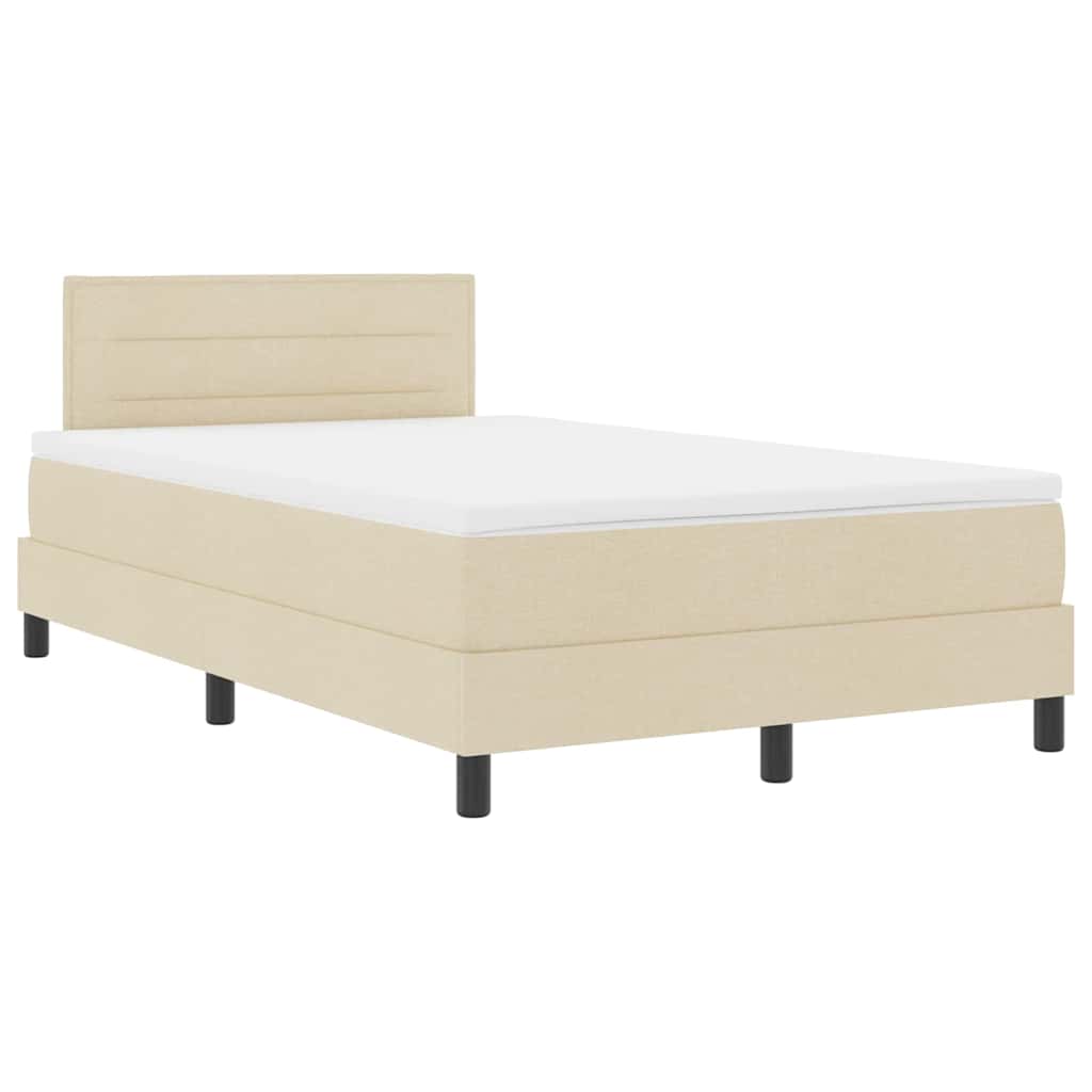 vidaXL Κρεβάτι με ελατήρια με κεφαλάρι Κρεμ 120 x 200 cm ύφασμα