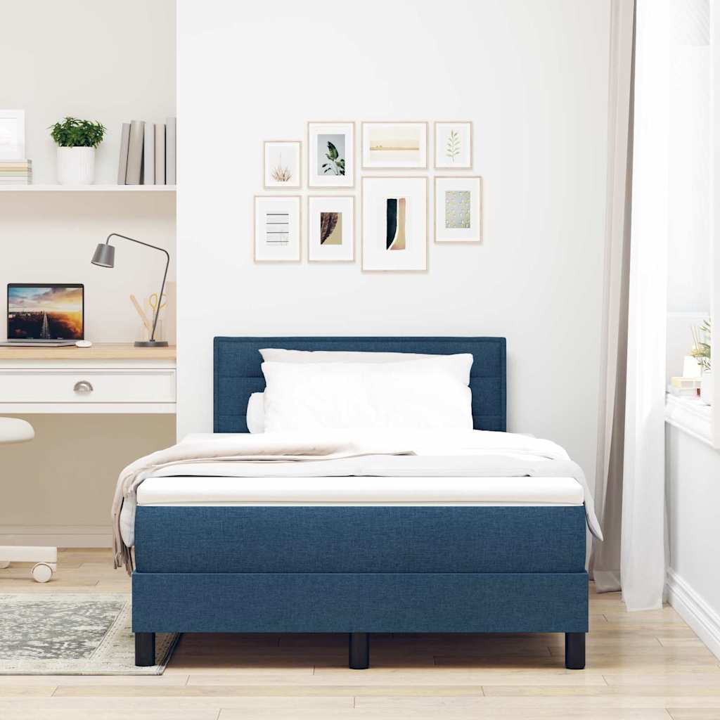 vidaXL Κρεβάτι με ελατήρια με μαξιλάρι Μπλε 120 x 200 cm ύφασμα