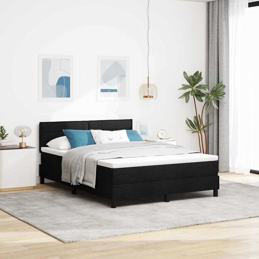 vidaXL Κρεβάτι με ελατήρια με στρώμα Μαύρο 140 x 190 cm ύφασμα