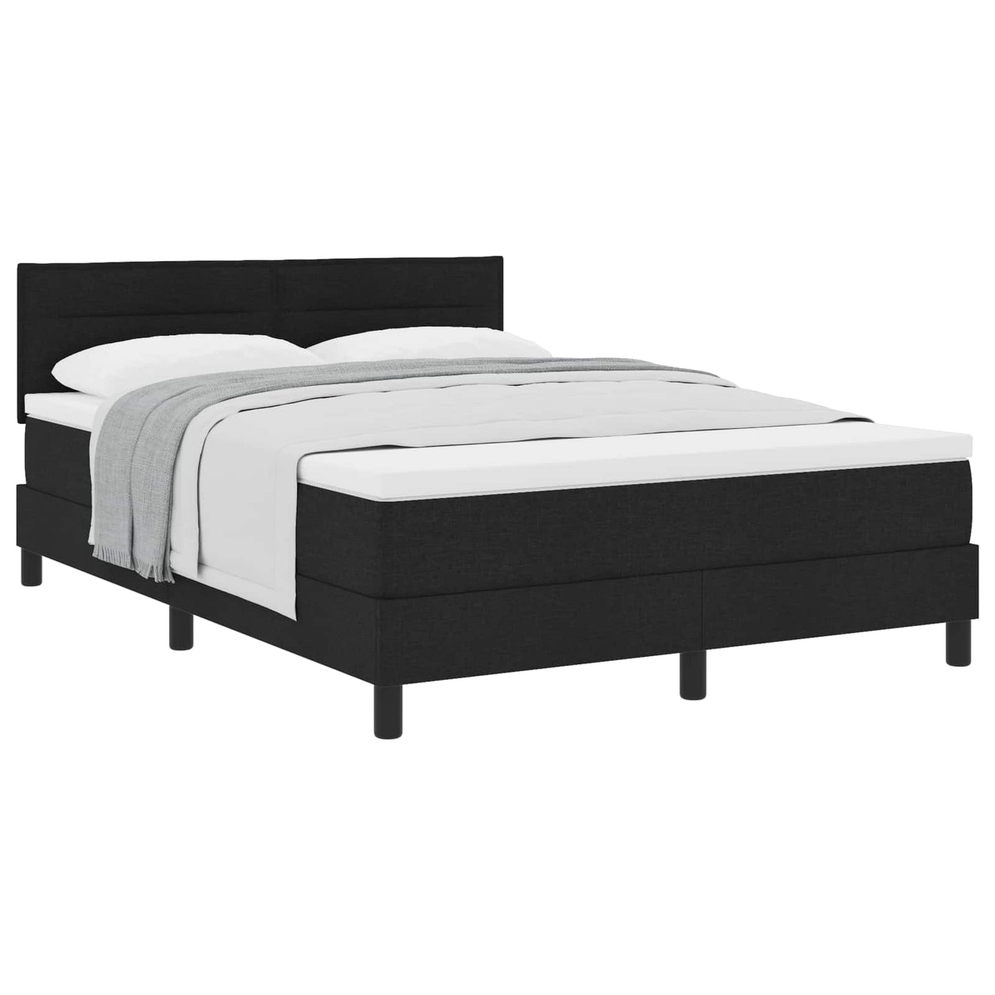 vidaXL Κρεβάτι με ελατήρια με στρώμα Μαύρο 140 x 190 cm ύφασμα