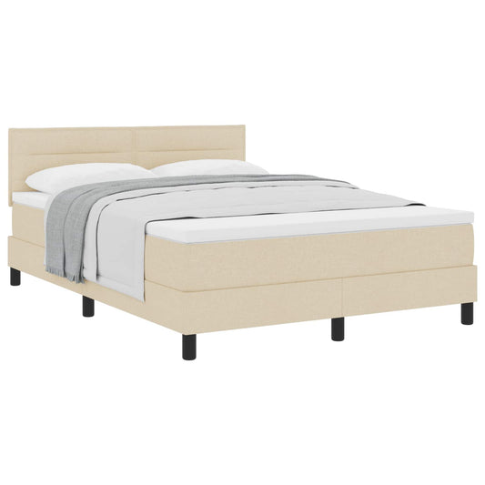 vidaXL Κρεβάτι με ελατήρια με μαξιλάρι Κρεμ 140 x 190 cm ύφασμα