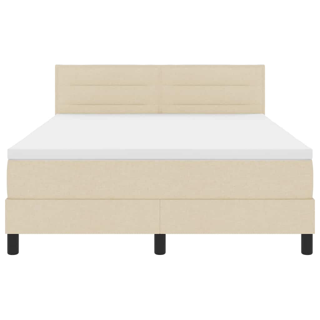vidaXL Κρεβάτι με ελατήρια με μαξιλάρι Κρεμ 140 x 190 cm ύφασμα