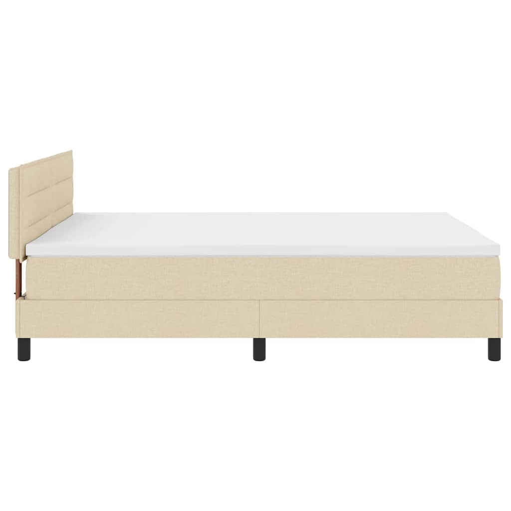 vidaXL Κρεβάτι με ελατήρια με μαξιλάρι Κρεμ 140 x 190 cm ύφασμα