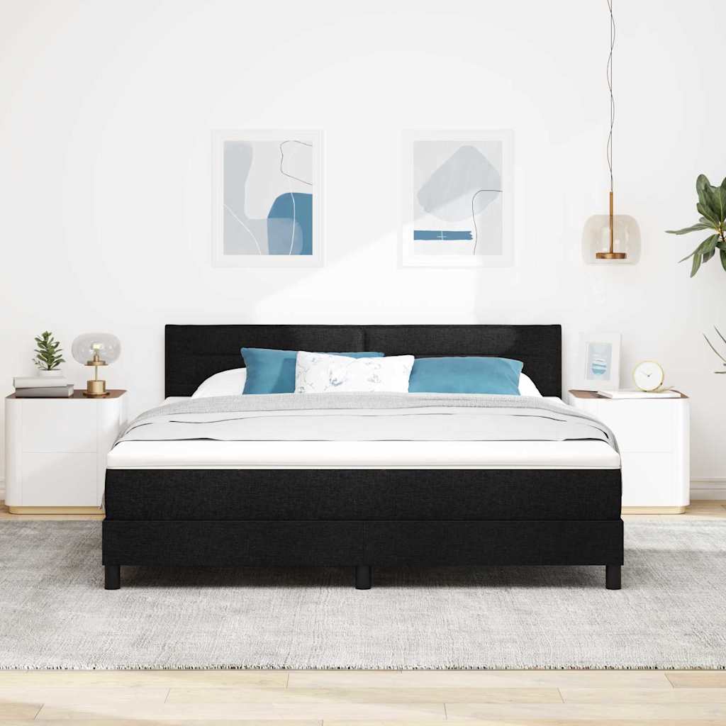 vidaXL Κρεβάτι με ελατήρια με κεφαλάρι Μαύρο 180 x 200 cm ύφασμα
