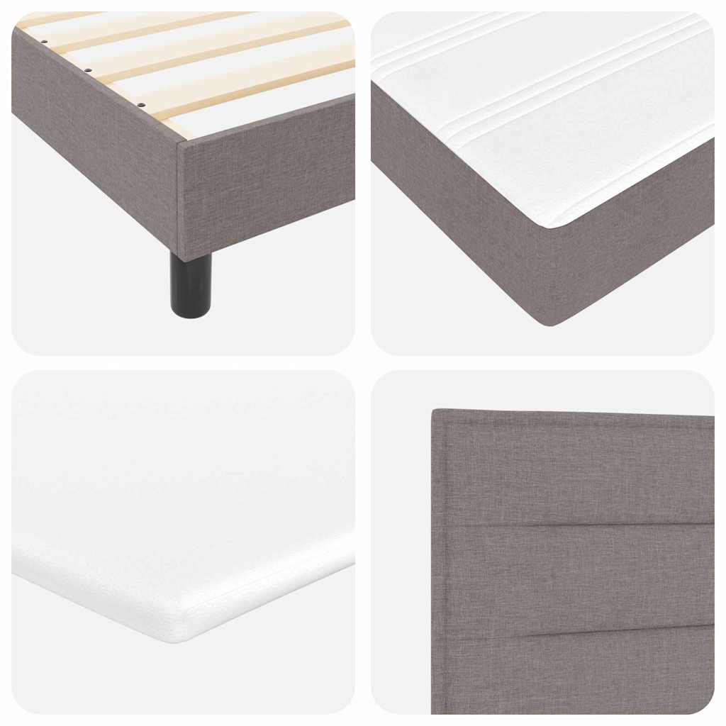 vidaXL Κρεβάτι με ελατήρια με μαξιλάρι Taupe 200 x 200 cm ύφασμα
