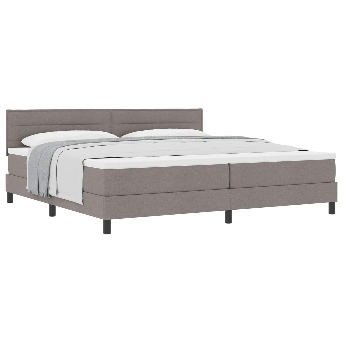 vidaXL Κρεβάτι με ελατήρια με μαξιλάρι Taupe 200 x 200 cm ύφασμα