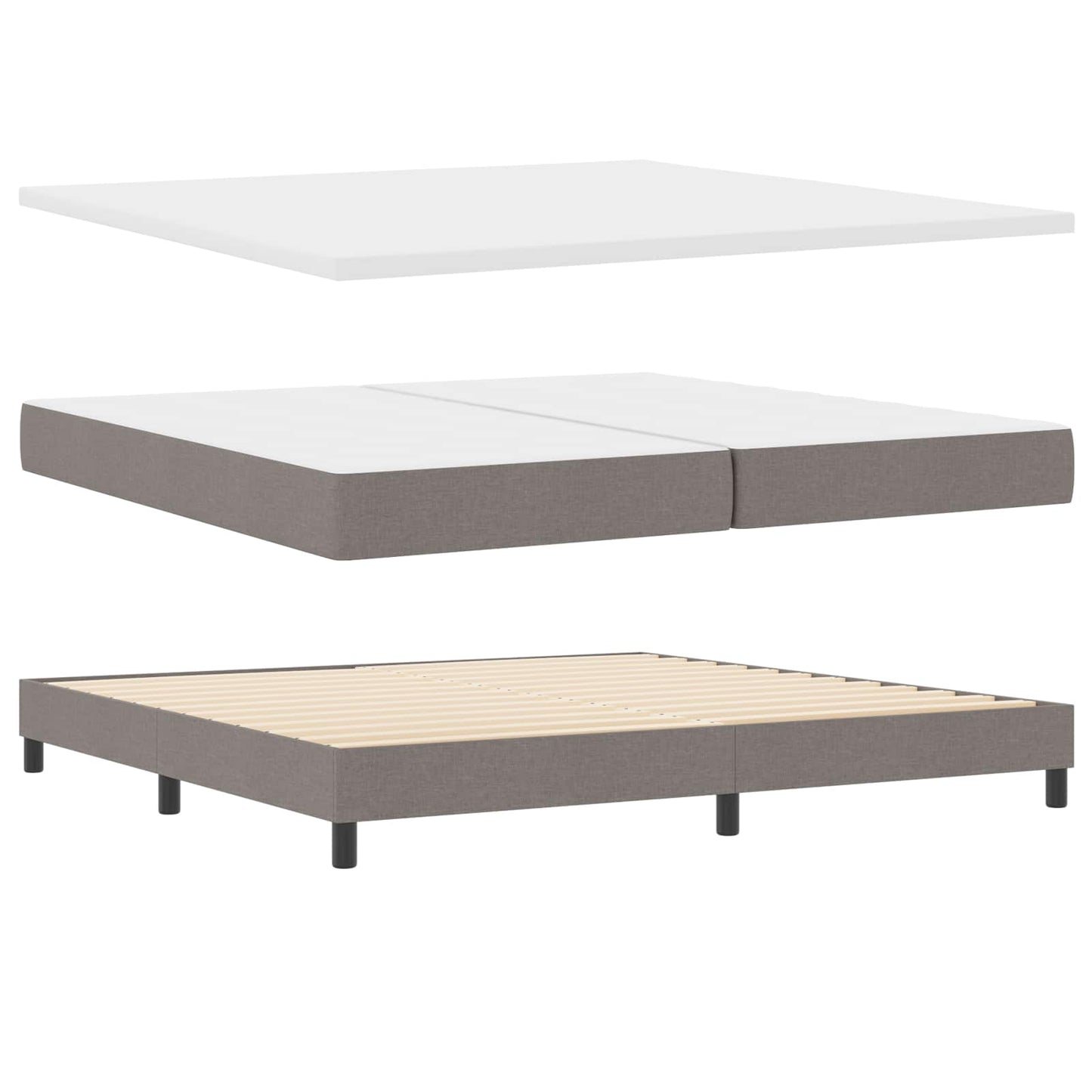 vidaXL Κρεβάτι με ελατήρια με μαξιλάρι Taupe 200 x 200 cm ύφασμα