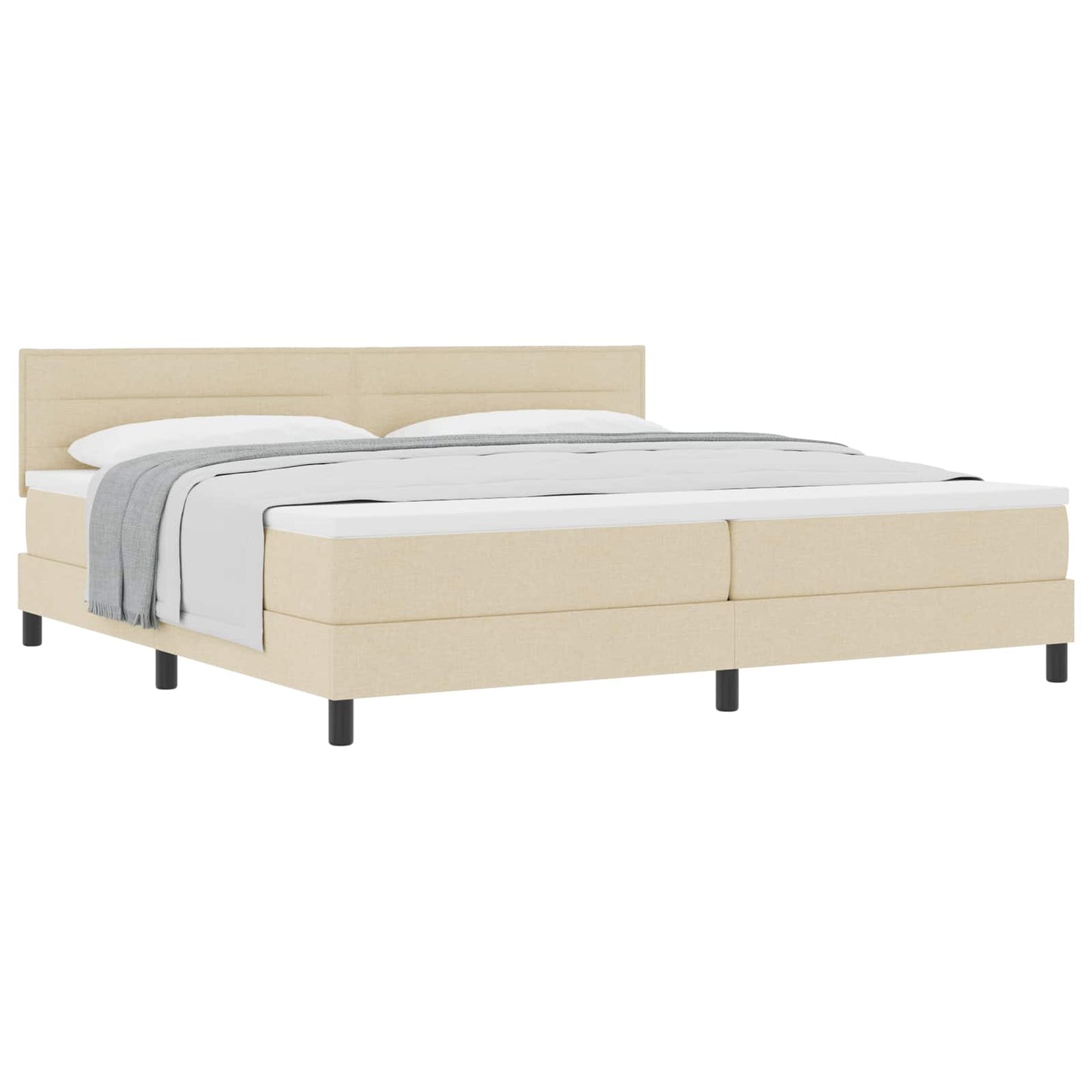 vidaXL Κρεβάτι με ελατήρια με κεφαλάρι Κρεμ 200 x 200 cm ύφασμα
