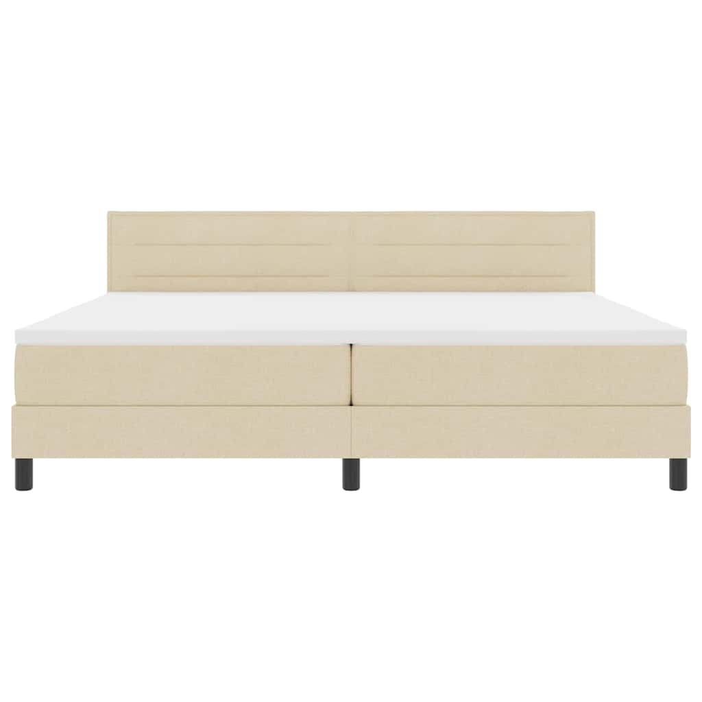 vidaXL Κρεβάτι με ελατήρια με κεφαλάρι Κρεμ 200 x 200 cm ύφασμα