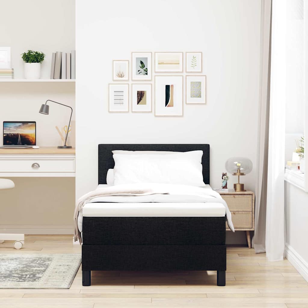 vidaXL Κρεβάτι με ελατήρια με μαξιλάρι Μαύρο 80 x 200 cm ύφασμα