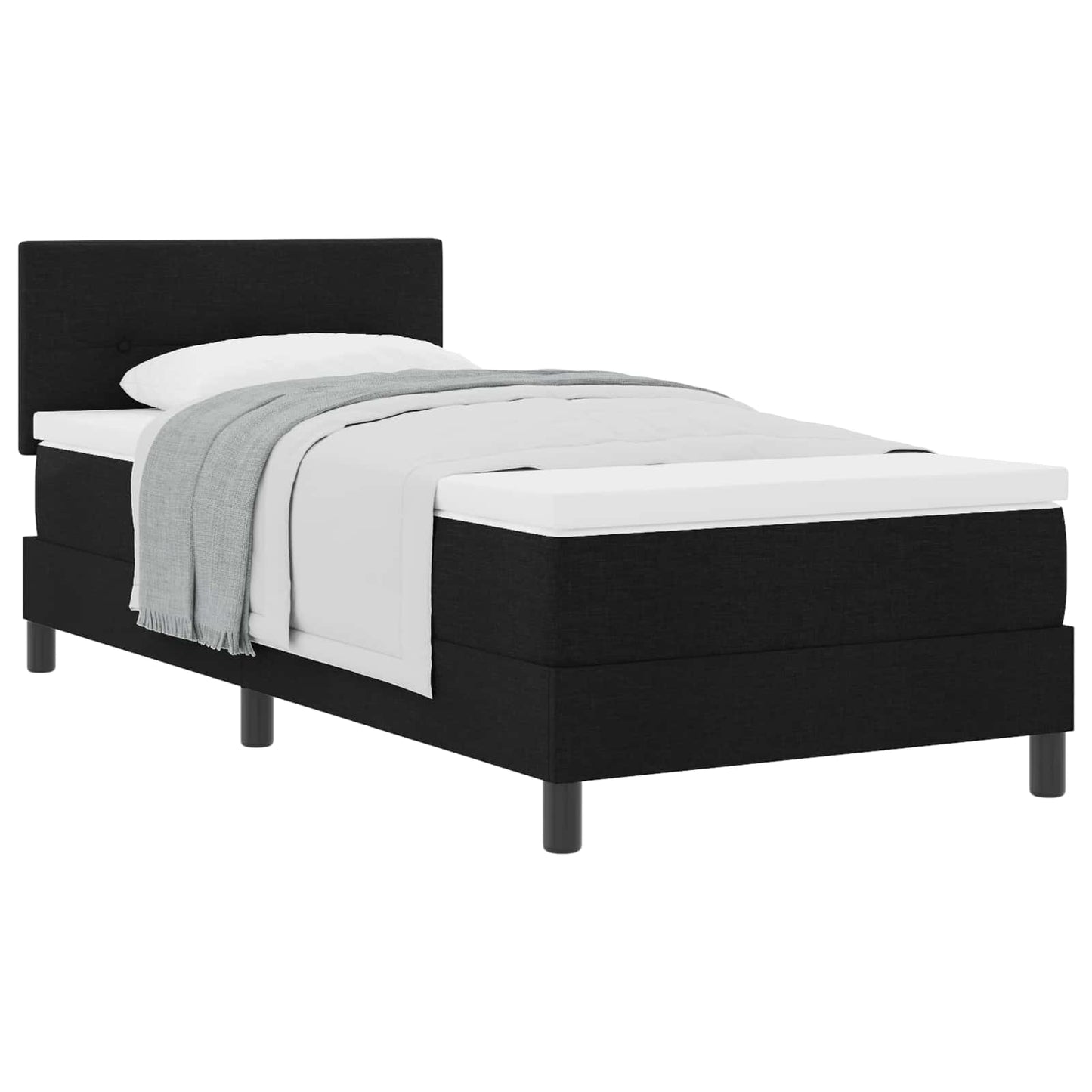 vidaXL Κρεβάτι με ελατήρια με κεφαλάρι Μαύρο 90 x 190 cm ύφασμα