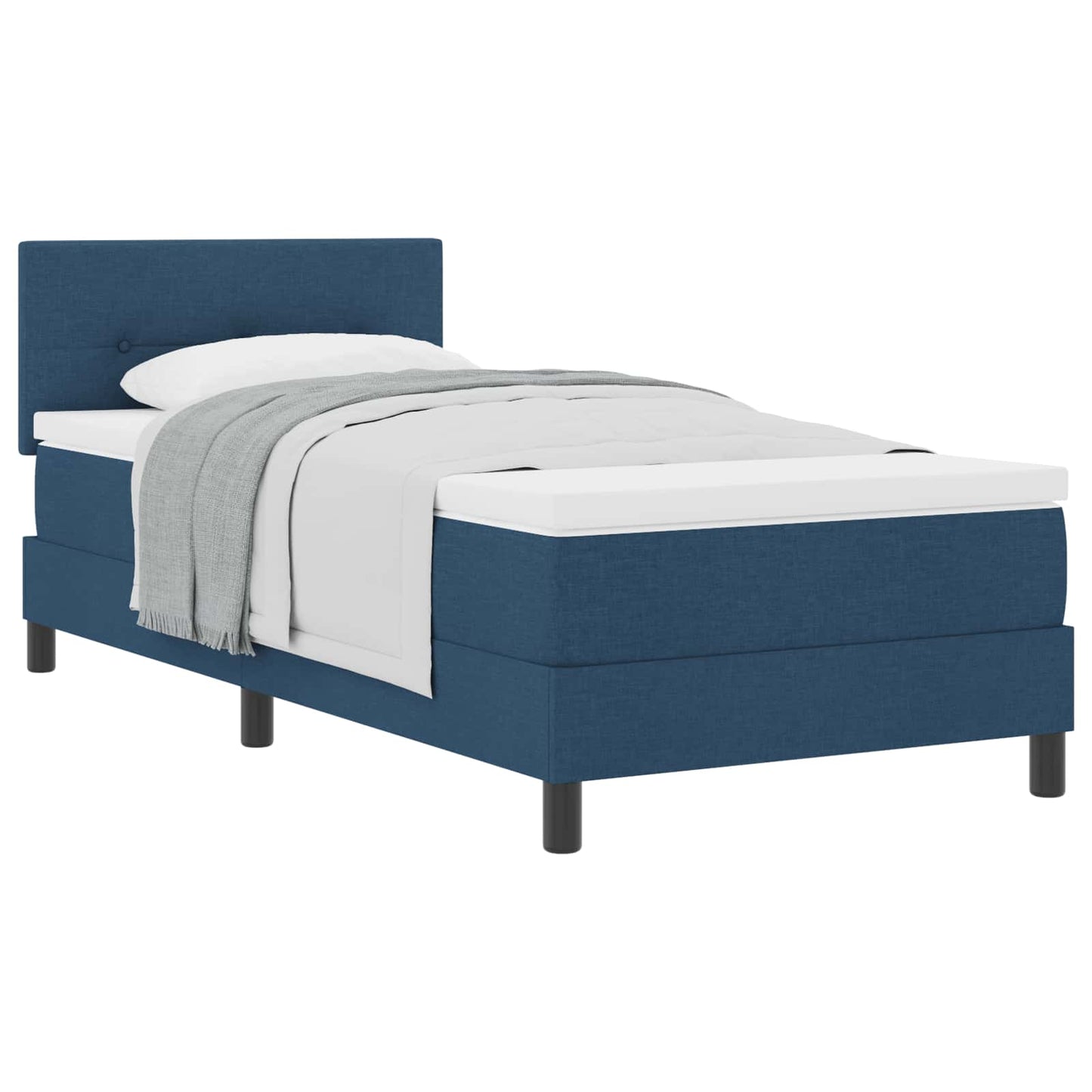 vidaXL Κρεβάτι με ελατήρια με κεφαλάρι Μπλε 90 x 190 cm ύφασμα