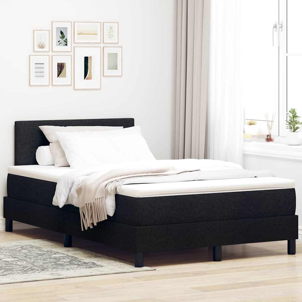 vidaXL Κρεβάτι με ελατήρια με κεφαλάρι Μαύρο 120 x 200 cm ύφασμα