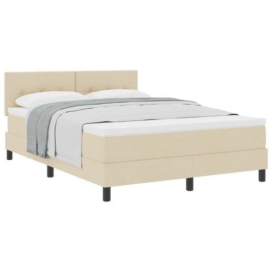 vidaXL Κρεβάτι με ελατήρια με κεφαλάρι Κρεμ 140 x 200 cm ύφασμα