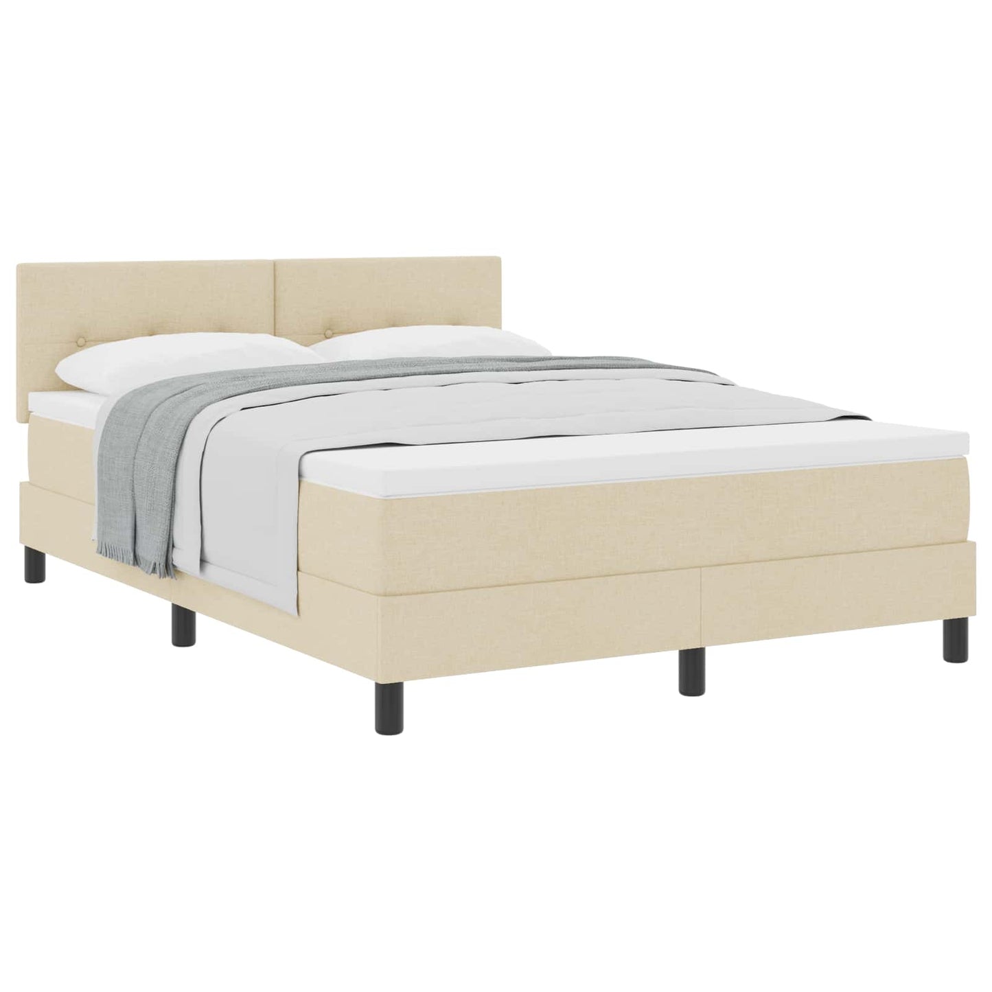 vidaXL Κρεβάτι με ελατήρια με κεφαλάρι Κρεμ 160 x 200 cm ύφασμα