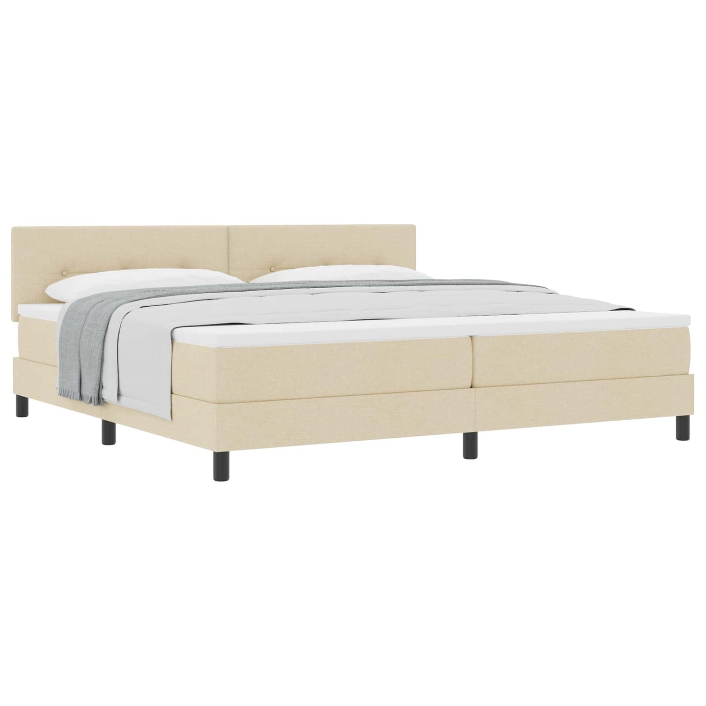 vidaXL Κρεβάτι με ελατήρια με κεφαλάρι Κρεμ 200 x 200 cm ύφασμα