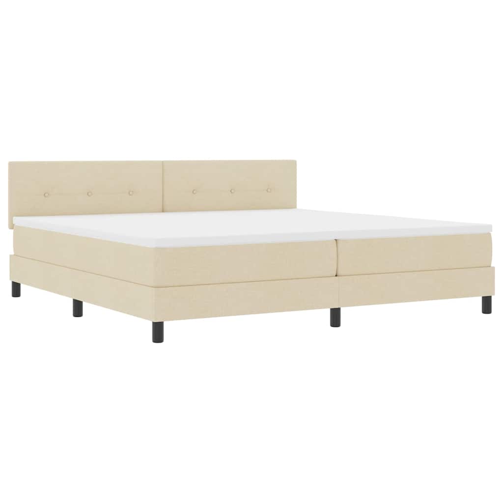 vidaXL Κρεβάτι με ελατήρια με κεφαλάρι Κρεμ 200 x 200 cm ύφασμα