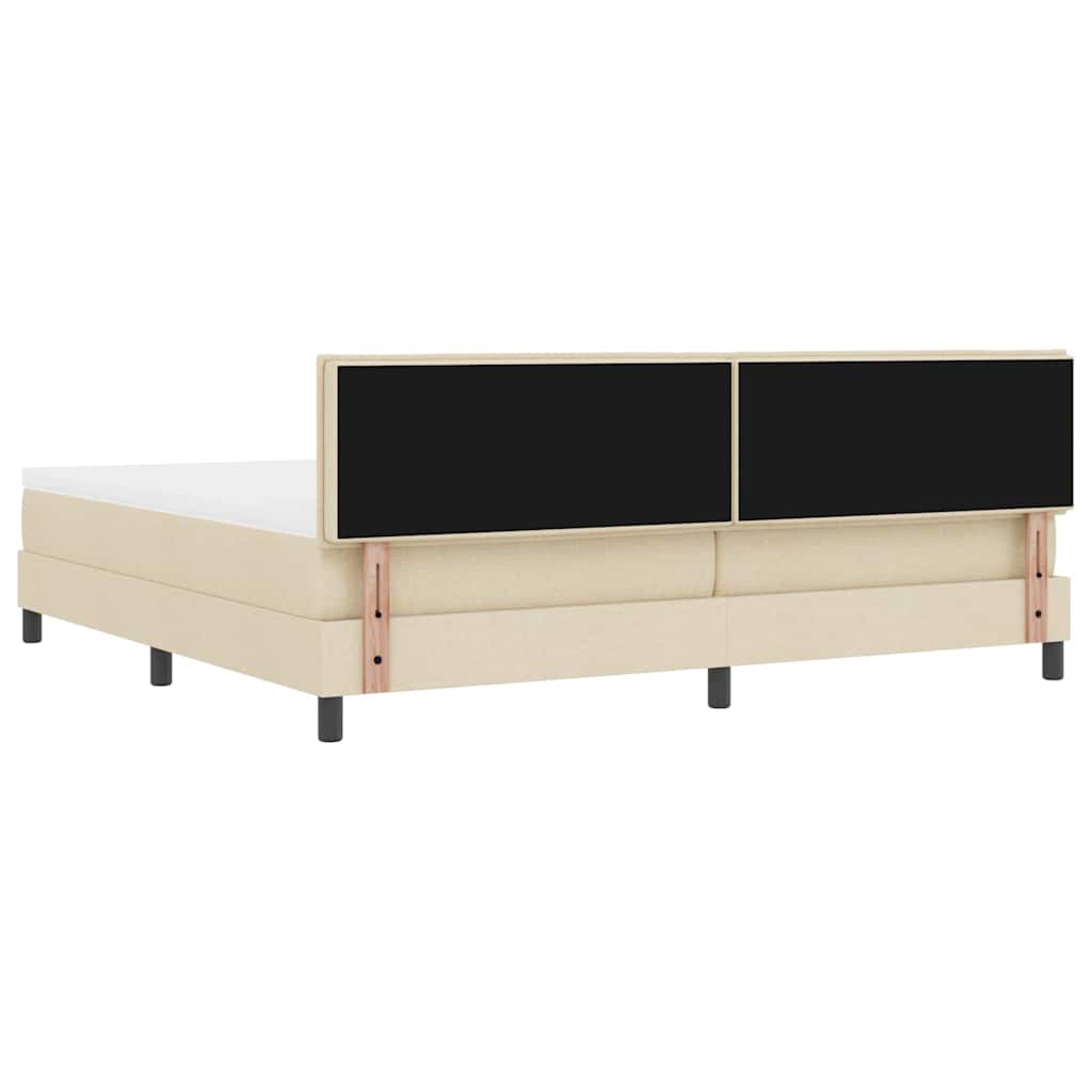 vidaXL Κρεβάτι με ελατήρια με κεφαλάρι Κρεμ 200 x 200 cm ύφασμα