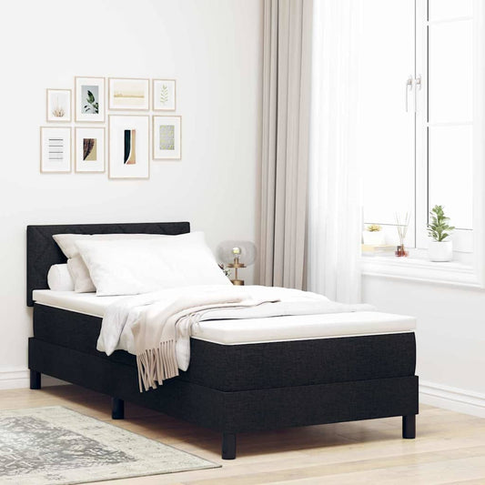 vidaXL Κρεβάτι με ελατήρια με κεφαλάρι Μαύρο 90 x 190 cm ύφασμα