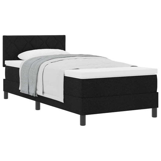 vidaXL Κρεβάτι με ελατήρια με κεφαλάρι Μαύρο 90 x 190 cm ύφασμα