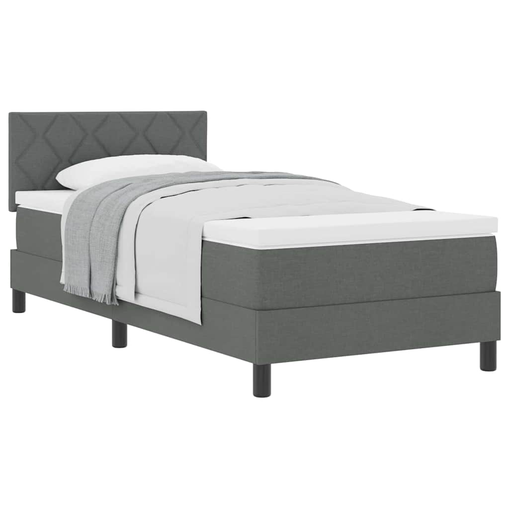 vidaXL Κρεβάτι Box Spring με Στρώμα Σκούρο Γκρι 90x200 εκ. Ύφασμα