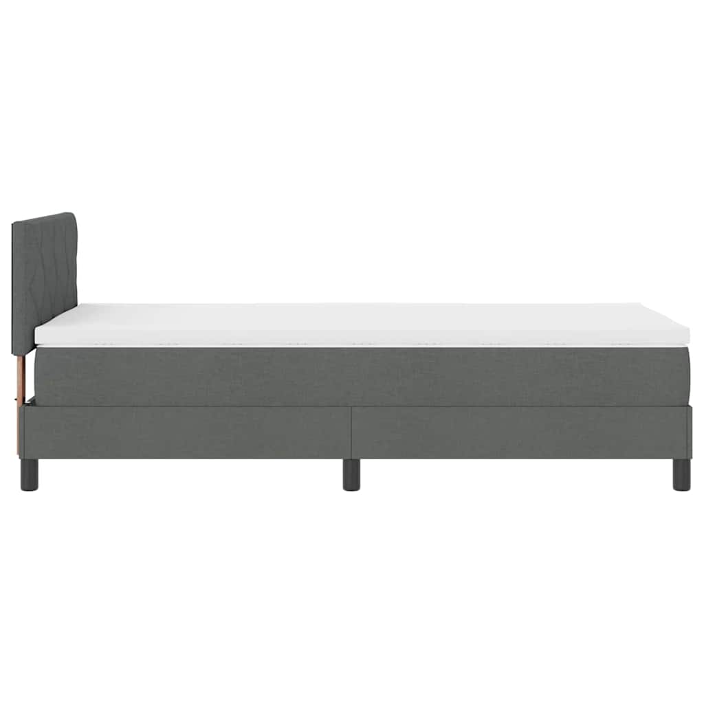 vidaXL Κρεβάτι Box Spring με Στρώμα Σκούρο Γκρι 90x200 εκ. Ύφασμα