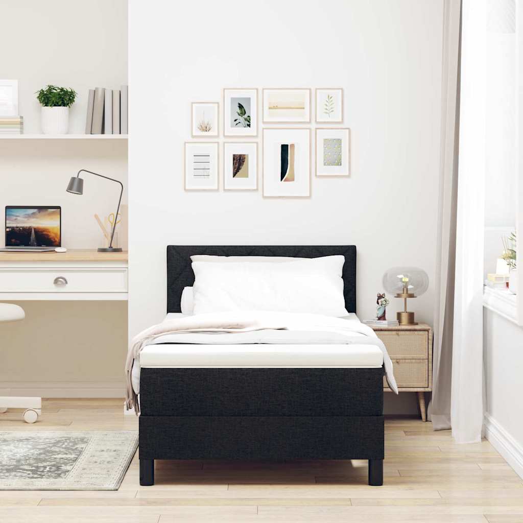 vidaXL Box Spring Κρεβάτι με Στρώμα Μαύρο 90x200 εκ. Υφάσματος
