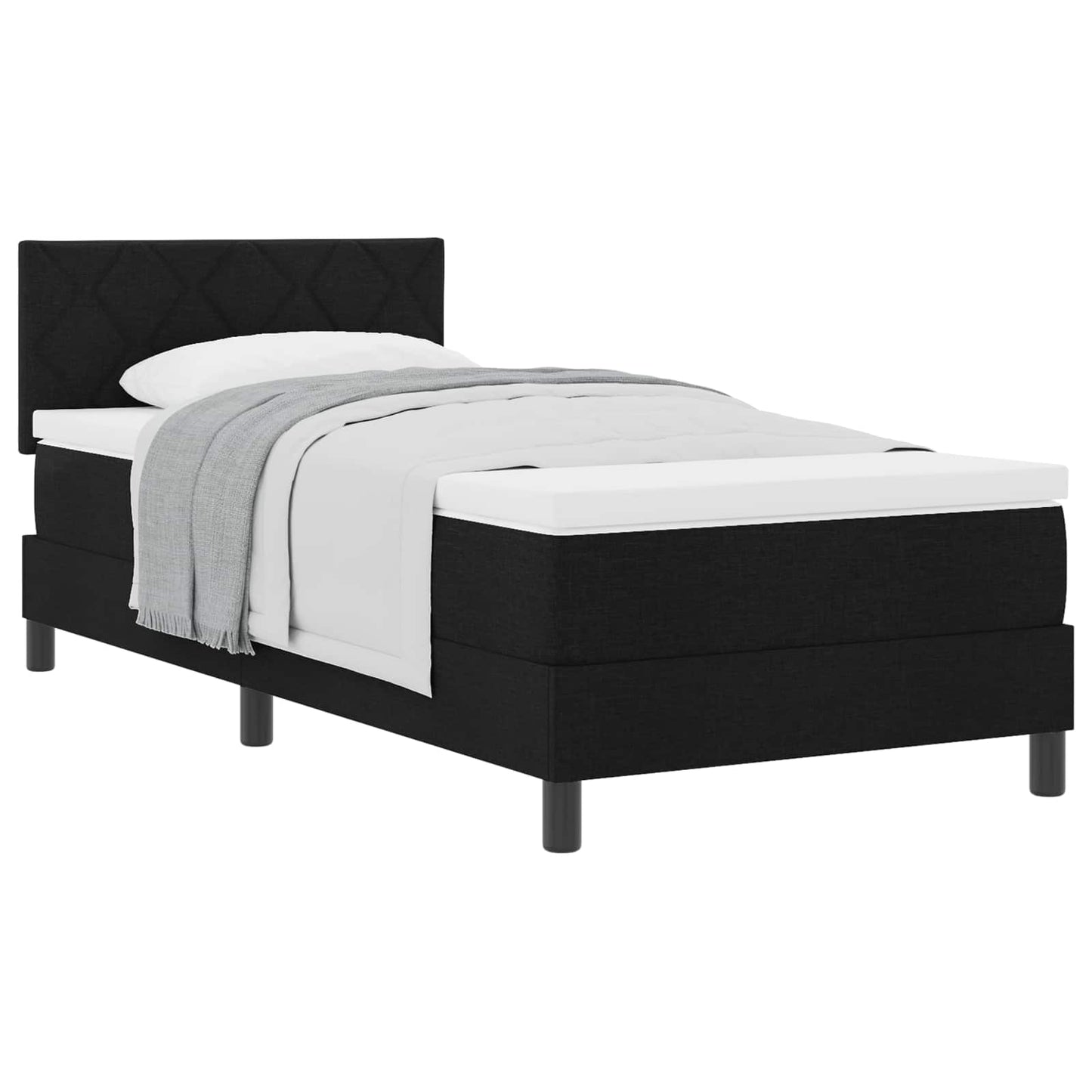 vidaXL Box Spring Κρεβάτι με Στρώμα Μαύρο 90x200 εκ. Υφάσματος