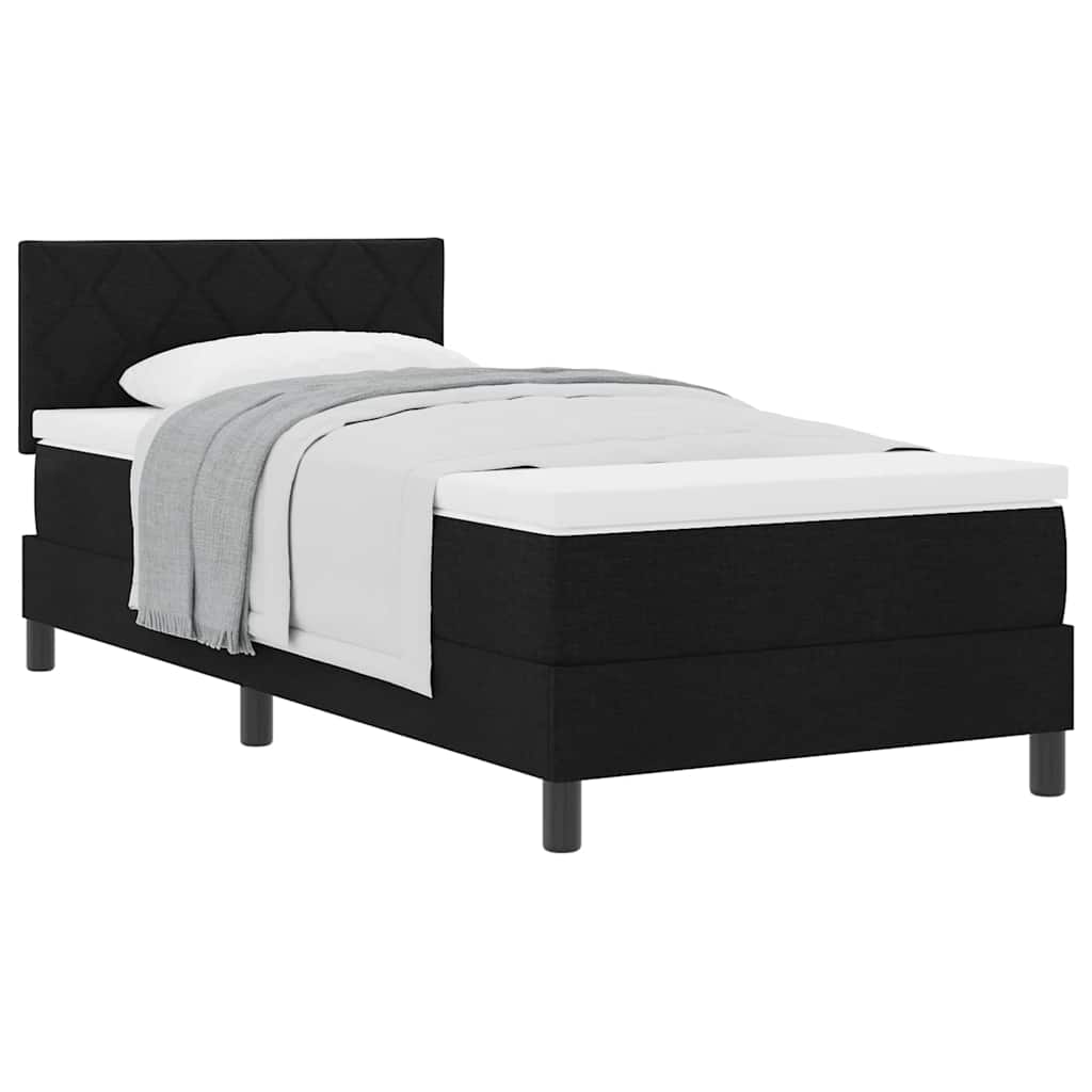 vidaXL Box Spring Κρεβάτι με Στρώμα Μαύρο 90x200 εκ. Υφάσματος
