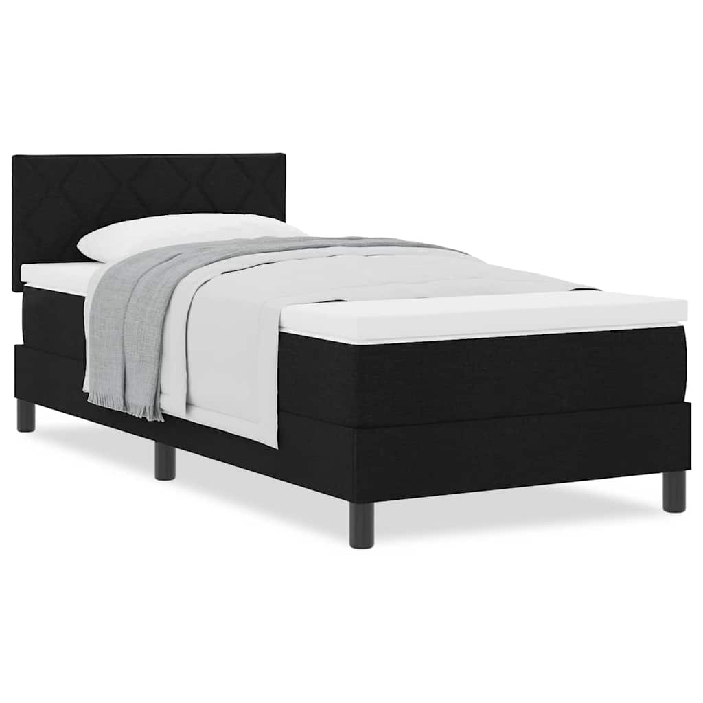 vidaXL Box Spring Κρεβάτι με Στρώμα Μαύρο 90x200 εκ. Υφάσματος