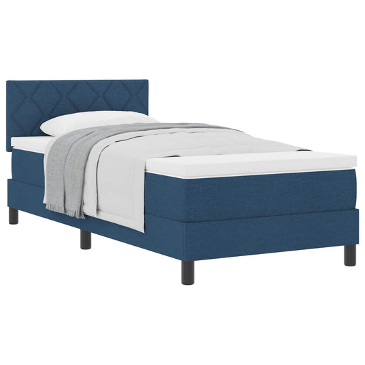vidaXL Κρεβάτι με ελατήρια με κεφαλάρι Μπλε 90 x 200 cm ύφασμα