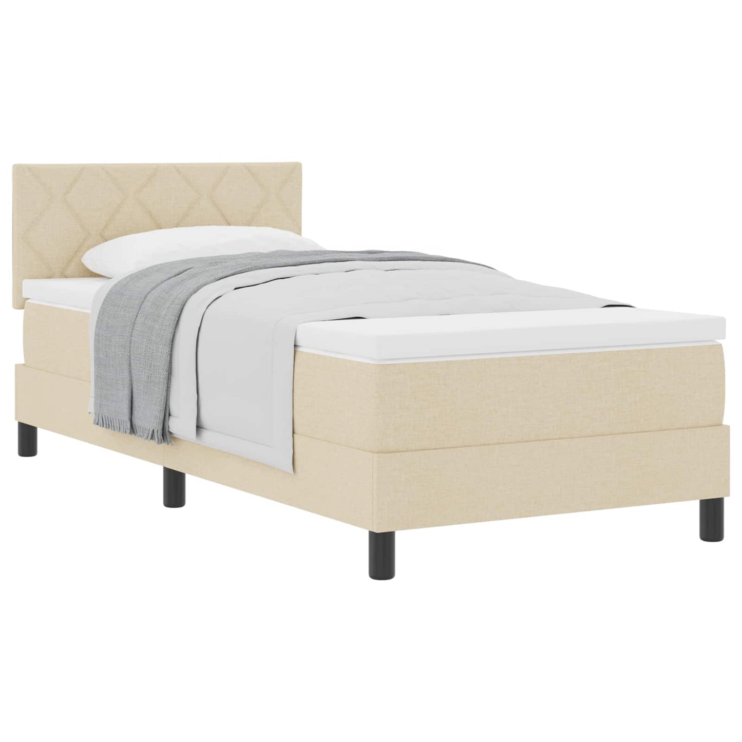 vidaXL Κρεβάτι με ελατήρια με κεφαλάρι Κρεμ 100 x 200 cm ύφασμα