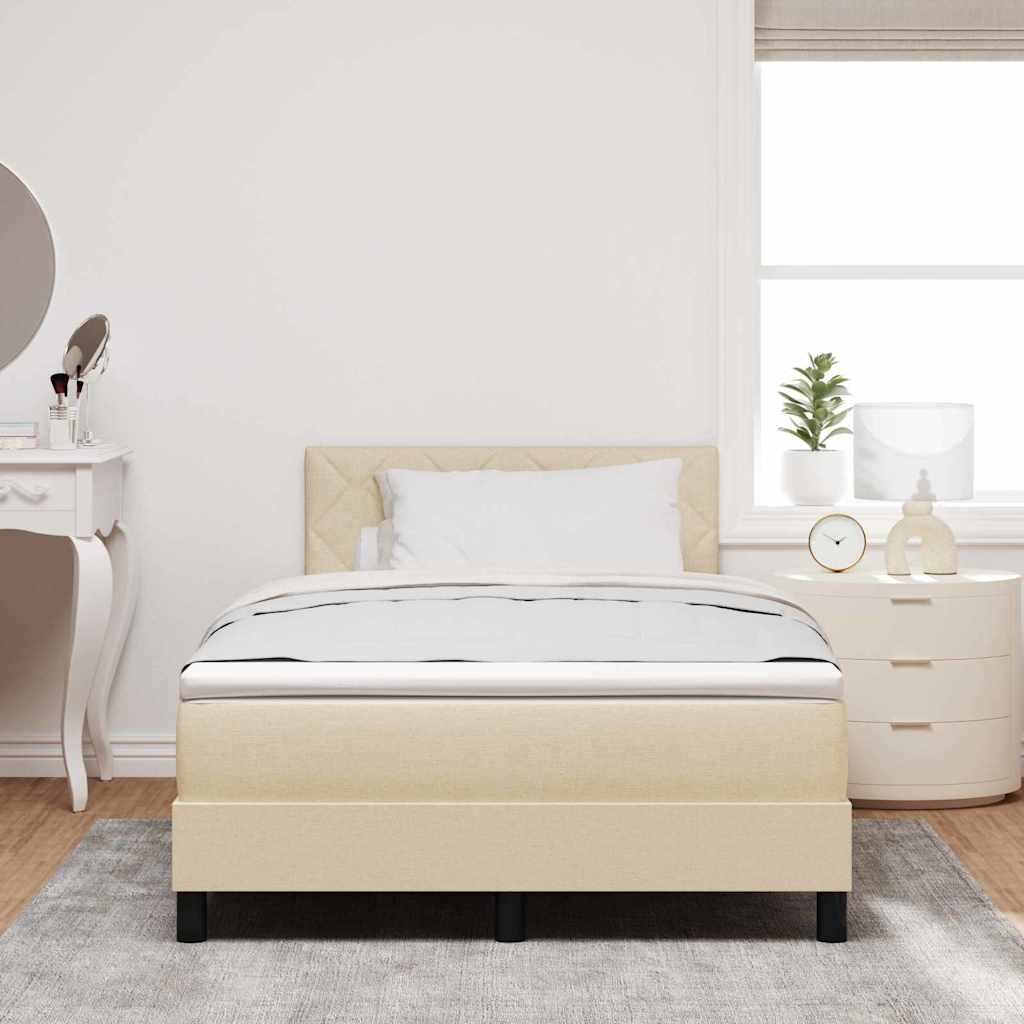 vidaXL Κρεβάτι με ελατήρια με μαξιλάρι Κρεμ 120 x 190 cm ύφασμα