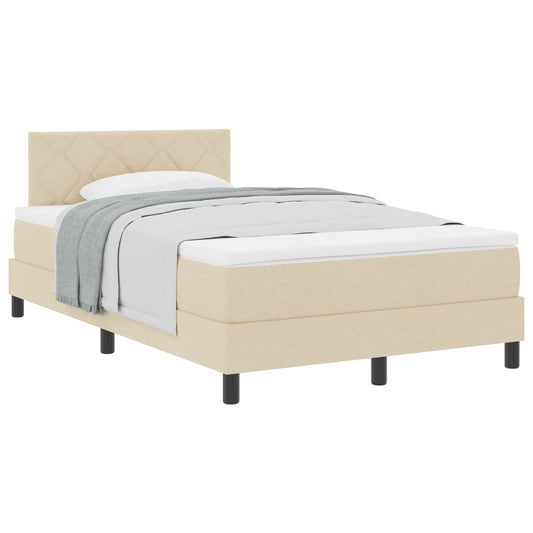 vidaXL Κρεβάτι με ελατήρια με μαξιλάρι Κρεμ 120 x 190 cm ύφασμα