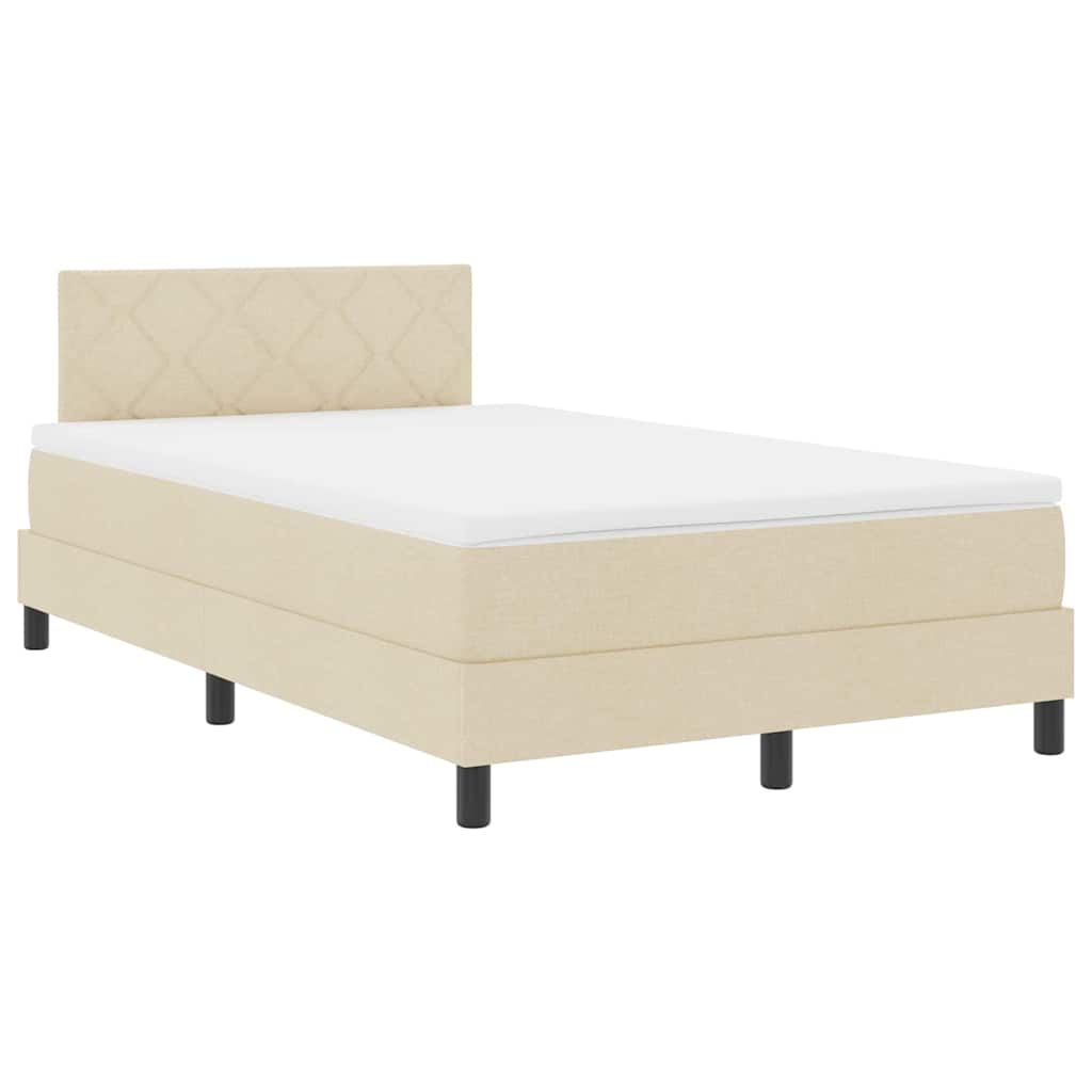 vidaXL Κρεβάτι με ελατήρια με μαξιλάρι Κρεμ 120 x 190 cm ύφασμα