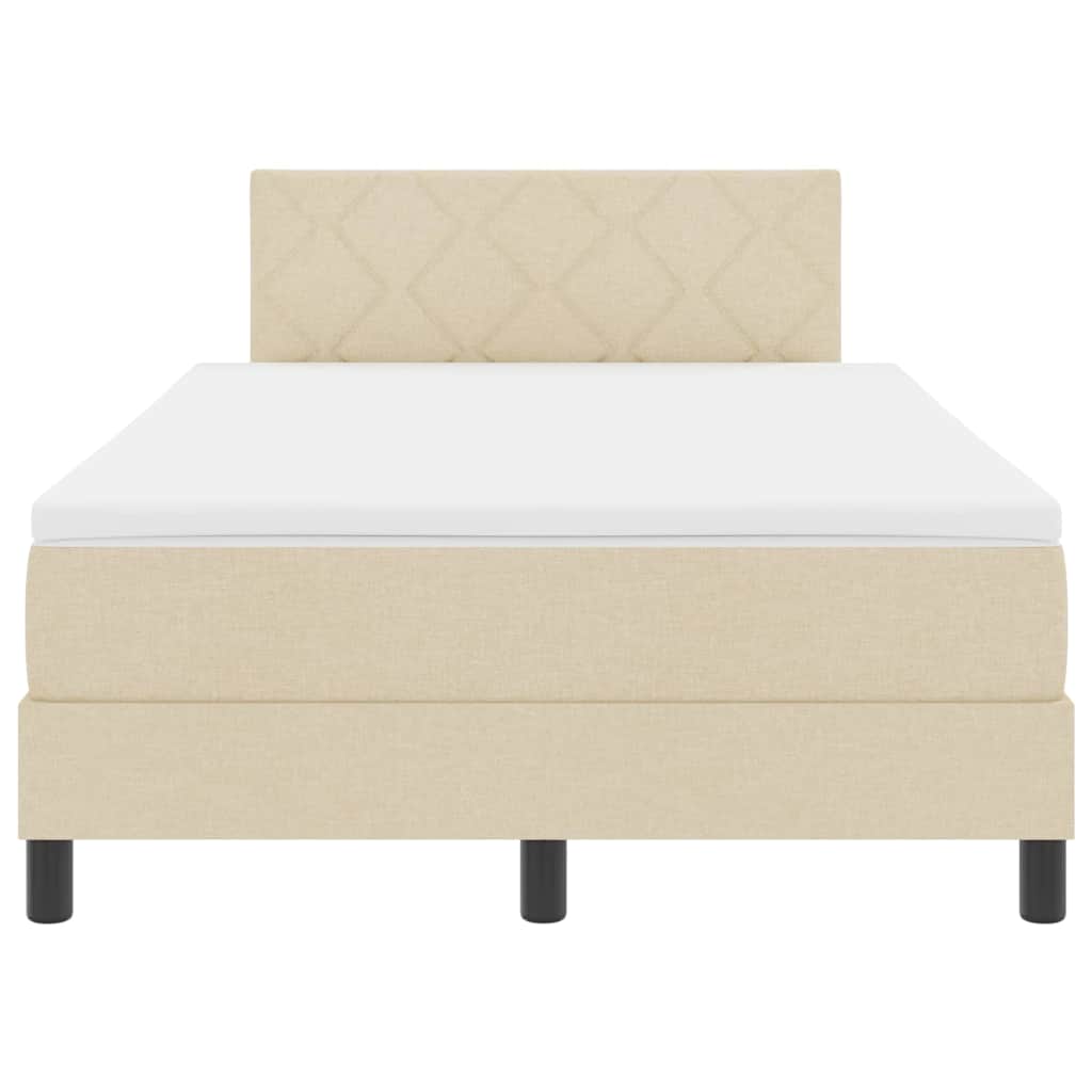 vidaXL Κρεβάτι με ελατήρια με μαξιλάρι Κρεμ 120 x 190 cm ύφασμα