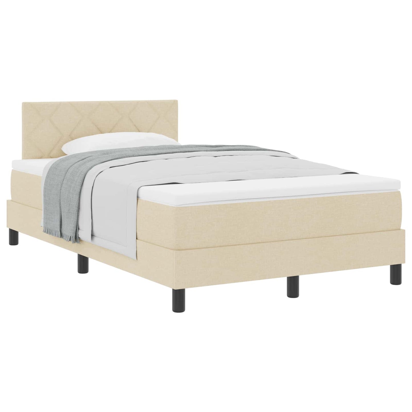 vidaXL Κρεβάτι με ελατήρια με κεφαλάρι Κρεμ 120 x 200 cm ύφασμα