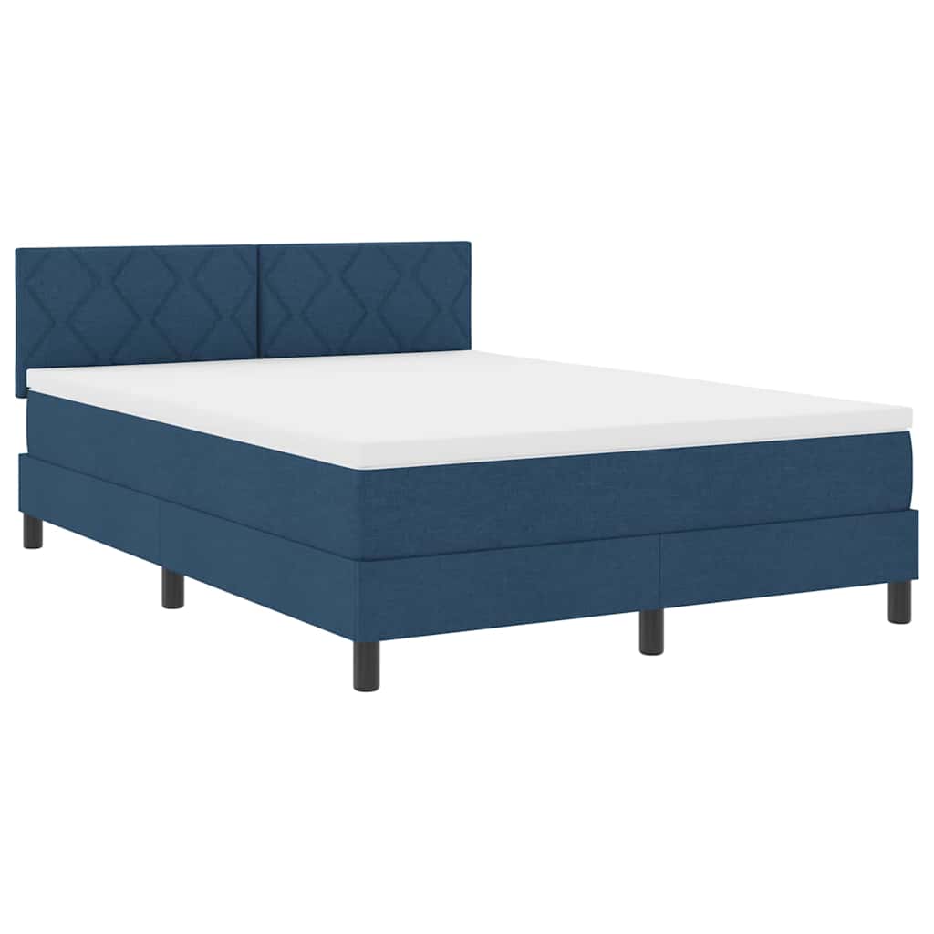 vidaXL Κρεβάτι με ελατήρια με κεφαλάρι Μπλε 140 x 200 cm ύφασμα