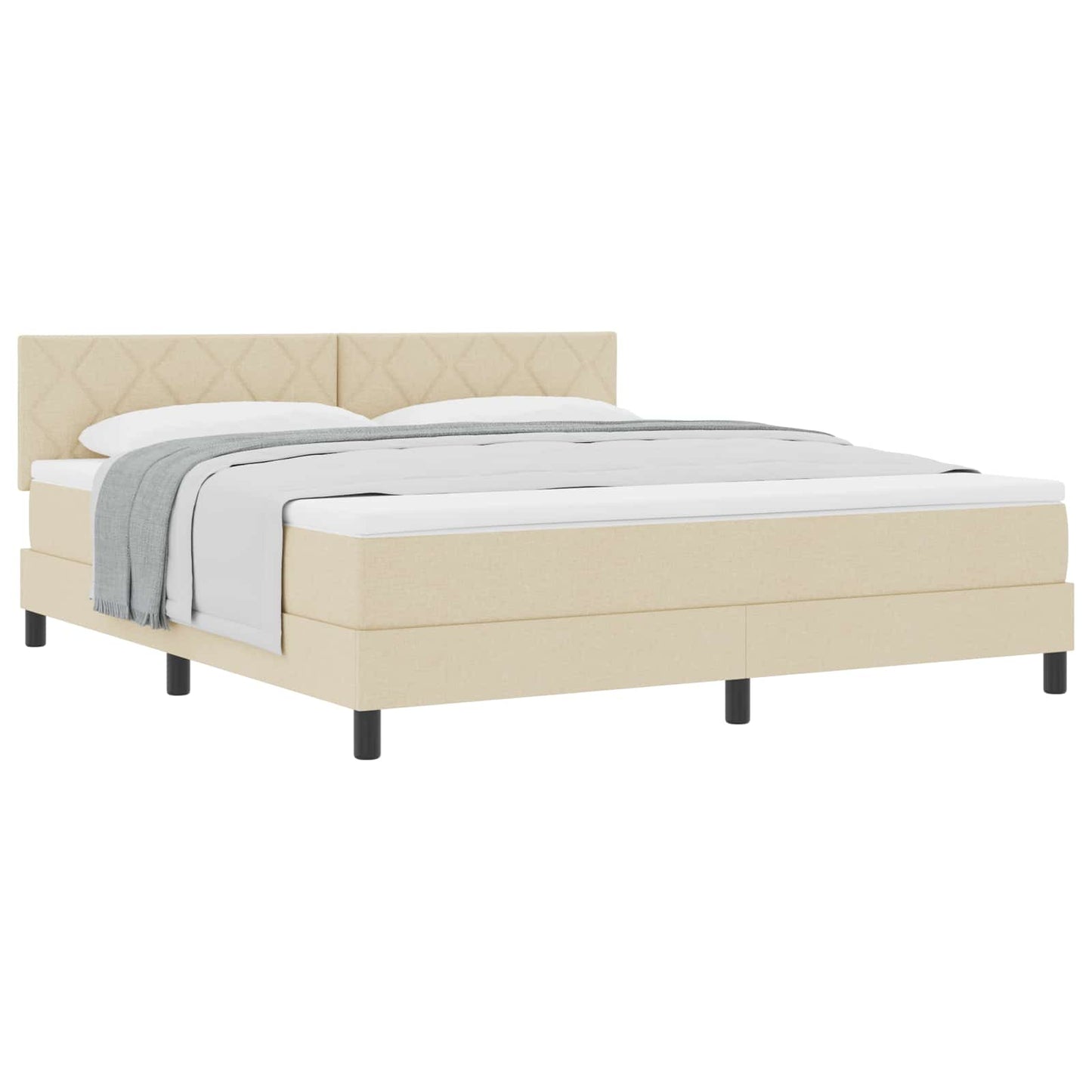 vidaXL Κρεβάτι με ελατήρια με μαξιλάρι Κρεμ 180 x 200 cm ύφασμα