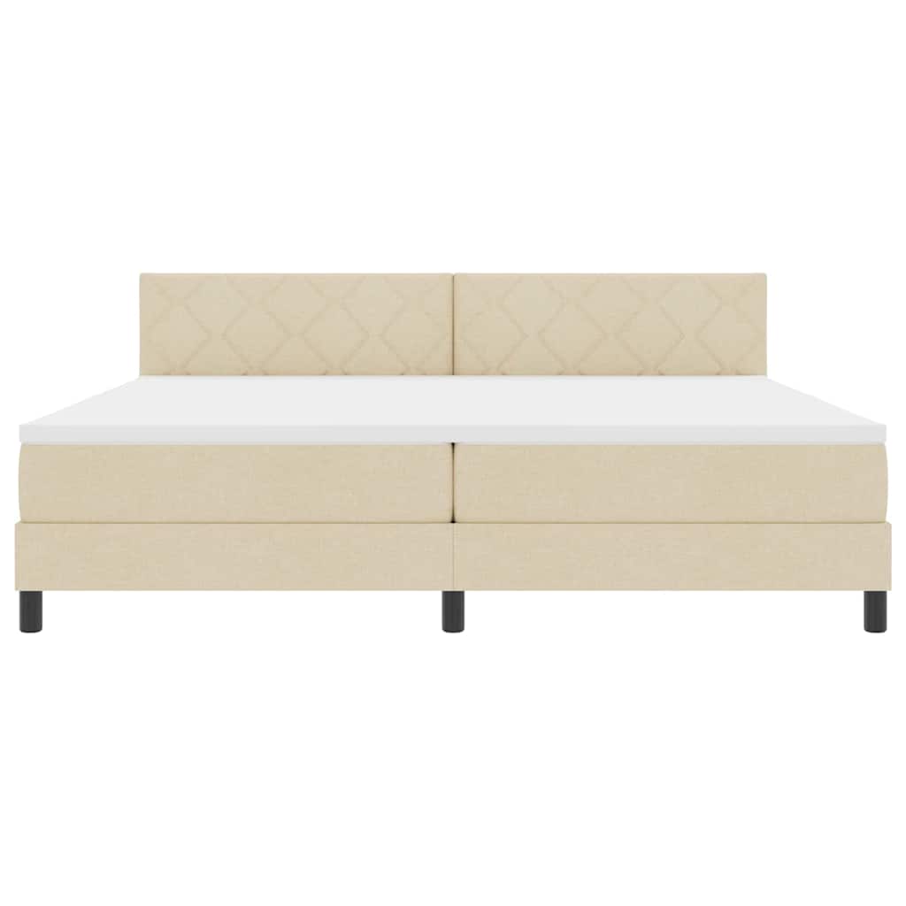 vidaXL Κρεβάτι με ελατήρια με κεφαλάρι Κρεμ 200 x 200 cm ύφασμα