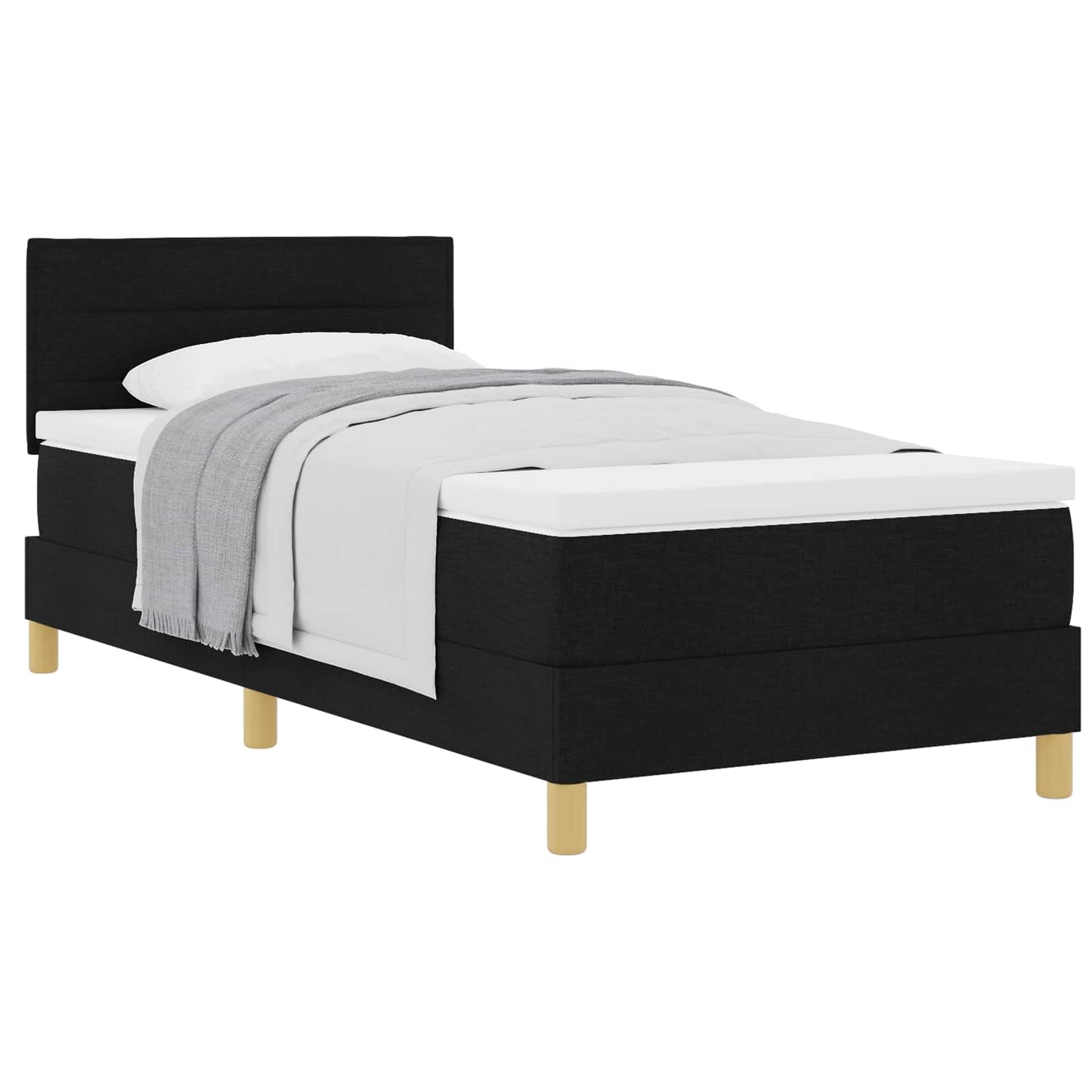 vidaXL Κρεβάτι με ελατήρια με μαξιλάρι Μαύρο 80 x 200 cm ύφασμα