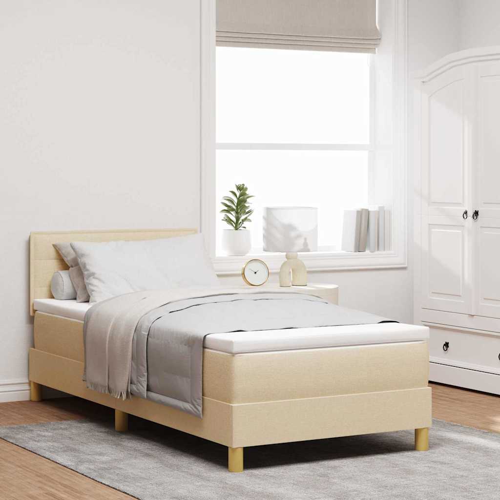 vidaXL Κρεβάτι με ελατήρια με μαξιλάρι Κρεμ 80 x 200 cm ύφασμα
