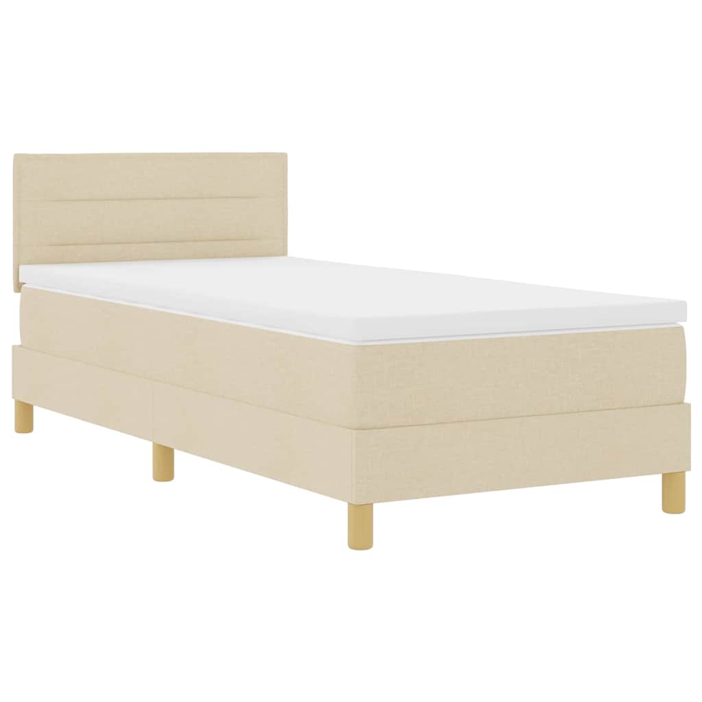 vidaXL Κρεβάτι με ελατήρια με μαξιλάρι Κρεμ 90 x 190 cm ύφασμα