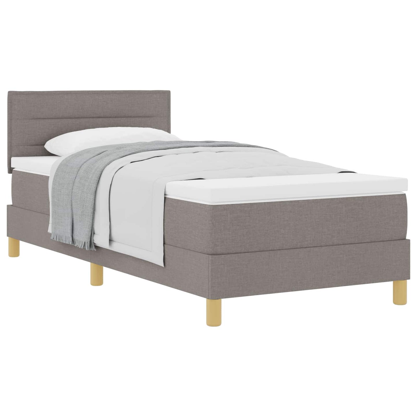 vidaXL Κρεβάτι με ελατήρια με μαξιλάρι Taupe 90 x 200 cm ύφασμα