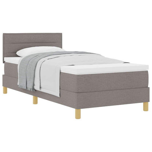 vidaXL Κρεβάτι με ελατήρια με μαξιλάρι Taupe 90 x 200 cm ύφασμα