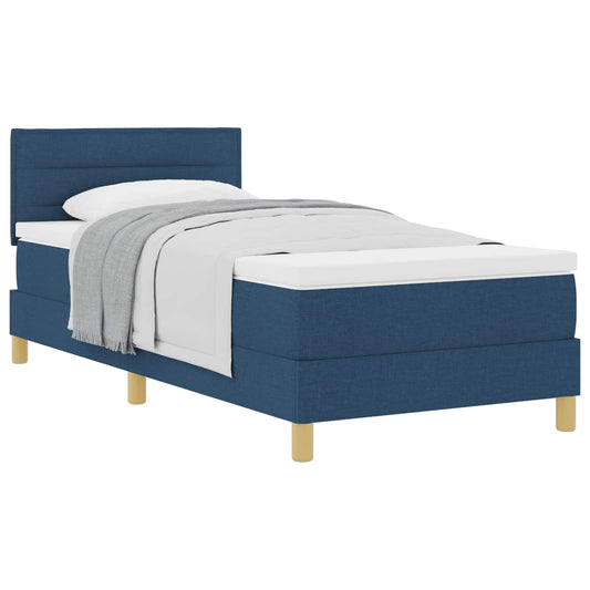vidaXL Κρεβάτι με ελατήρια με μαξιλάρι Μπλε 90 x 200 cm ύφασμα